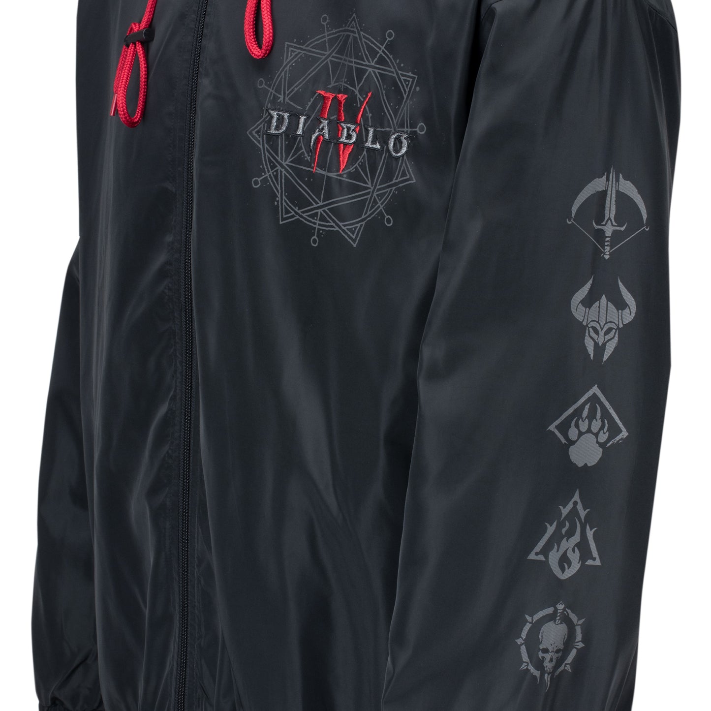 Diablo IV Windbreaker Black Jacket - Close Up View
