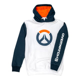 Overwatch 2 White Colorblock Logo Hoodie - Front View with Sleeve Design