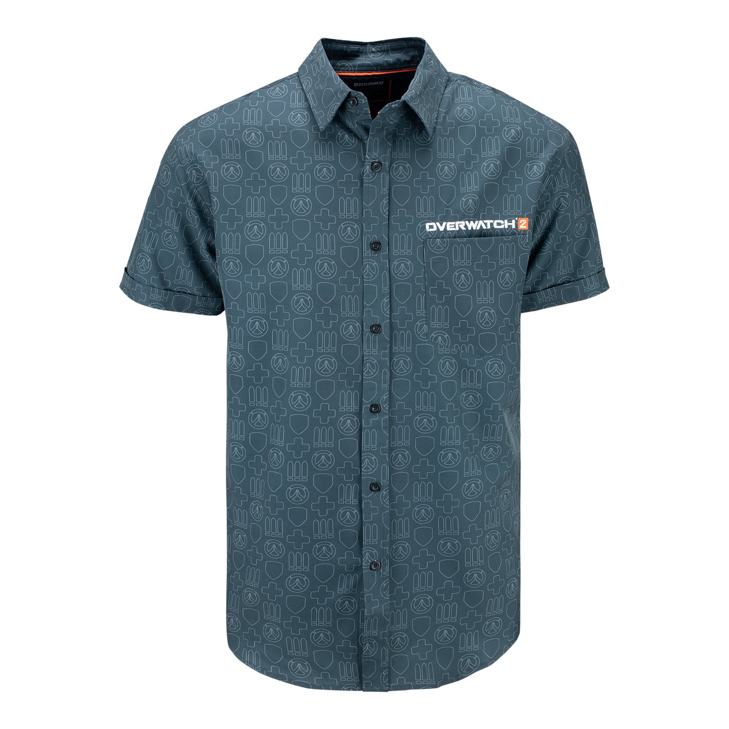 Overwatch Button Up Grey Shirt - Front View
