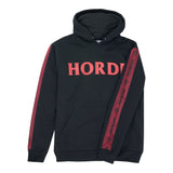 World of Warcraft Horde Strength Black Hoodie - Front View with Sleeve Design