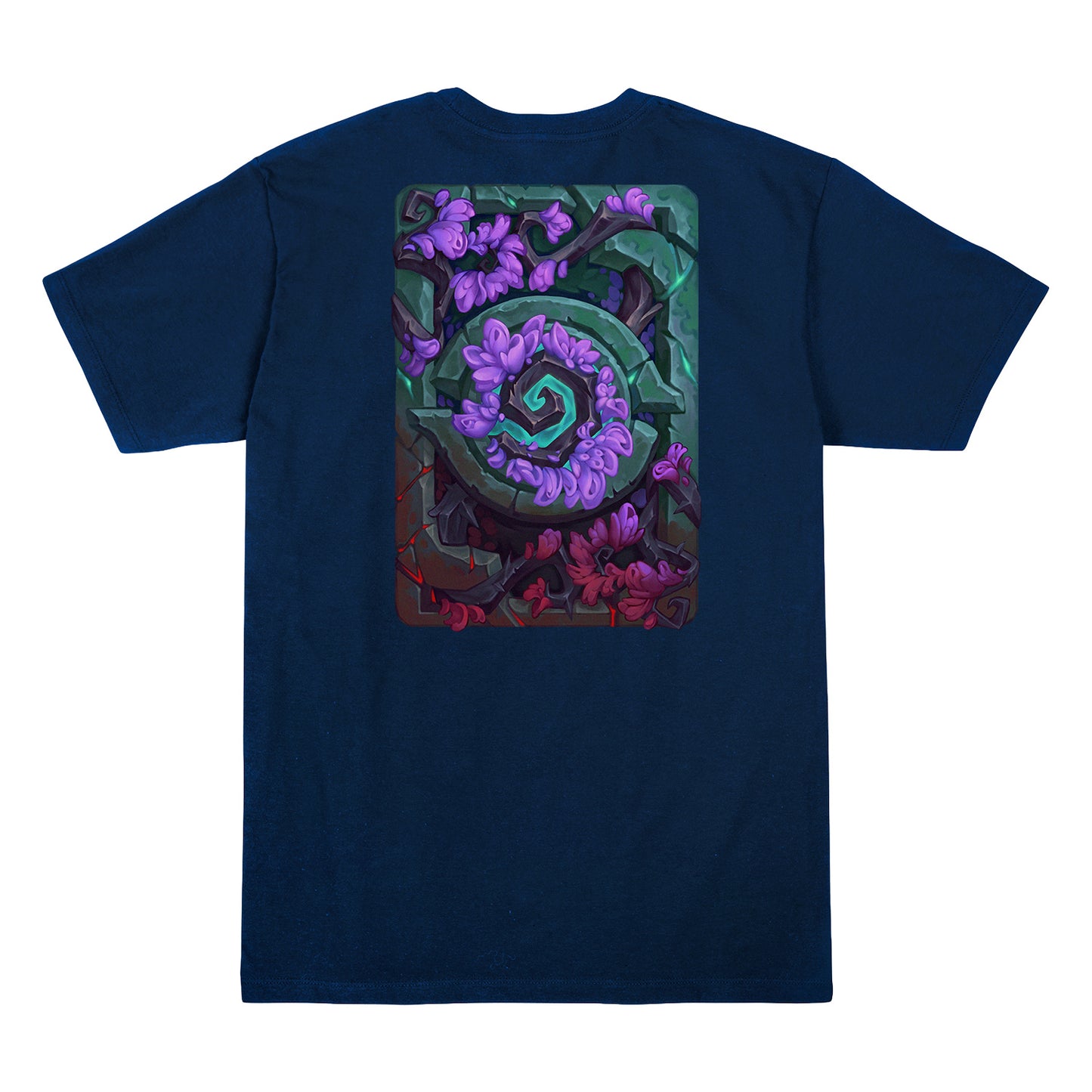 Hearthstone Emerald Dream Card Back T-Shirt - Back View Navy Version