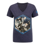 Heroes of the Storm Women's Heathered Navy Hexagon V-Neck T-Shirt - Front View