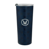 World of Warcraft Alliance 24oz Stainless Steel Tumbler in Blue and Yellow - Back View