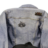 View of Diablo pins on back of jacket
