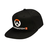 Overwatch 2 Black Flatbill Snapback Hat - Left Side View with Overwatch 2 Logo on Front