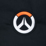 Overwatch 2 Schwarze Zip-Up Work Jacke - Stickerei closeup