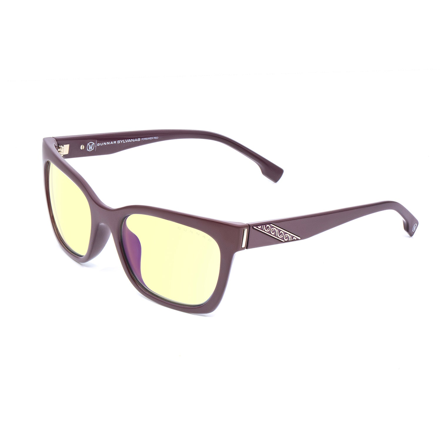 World of Warcraft Sylvanas Gunnar Brille - Vordere Seitenansicht Bernsteinglas