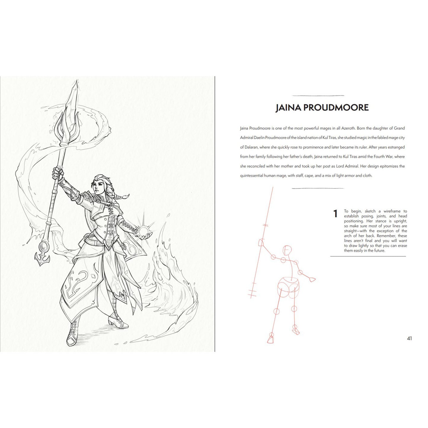 World of Warcraft: How to Draw Heroes & Villains Buch - Jaina Proudmoore Seitenansicht