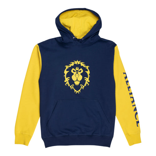 World of Warcraft Ahnen Blau Colorblock Logo Kapuze  -Vorderansicht