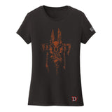 Camiseta negra del bárbaro de Diablo IV (mujer) - Vista frontal