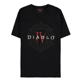 Camiseta negra con el logo y pentagrama de Diablo IV - Vista frontal