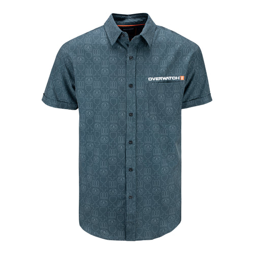 Overwatch Button Up Grey camisa - Vista frontal