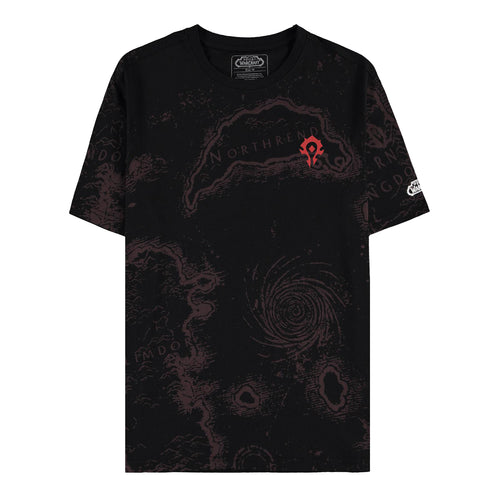 World of Warcraft Mapa de la Horda de Azeroth Black Camisa - Vista frontal