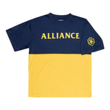 World of Warcraft Alliance Gold Colorblock T-camisa - Vista frontal con diseño de mangas
