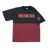 World of Warcraft Horda Rojo Colorblock T-camisa - Vista frontal con diseño de mangas