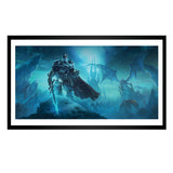 World of Warcraft Todos los hombres del rey 12 x 23 en Impresión de arte enmarcada en azul - Vista frontal
