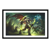 World of Warcraft Burning Crusade Classic: Templo Negro 14" x 24" Impresión artística enmarcada en verde - Vista frontal