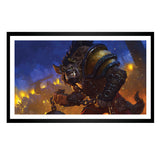 Heroes of the Storm Hogger Impresión artística enmarcada de 14" x 25" en azul - Vista frontal
