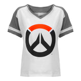 Overwatch 2 Women's White Fanatic T-camisa - Vista frontal con Overwatch Logotipo