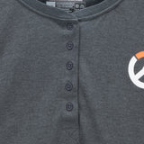 Overwatch 2 Logo T-Shirt gris pour femmes Manches longues - fermer Up Button View