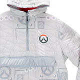 Overwatch 2 Logo White Half-Zip Pullover Jacket - Front View fermer Up