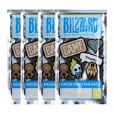 Lot de 4 boosters d'insignes surprise de la série 4 de Blizzard en bleu - Vue de face
