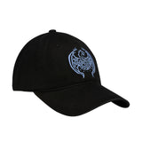 World Of Warcraft Dragonflight Chapeau de papa noir - Vue latérale droite avec Dragonflight Logo  sur le devant