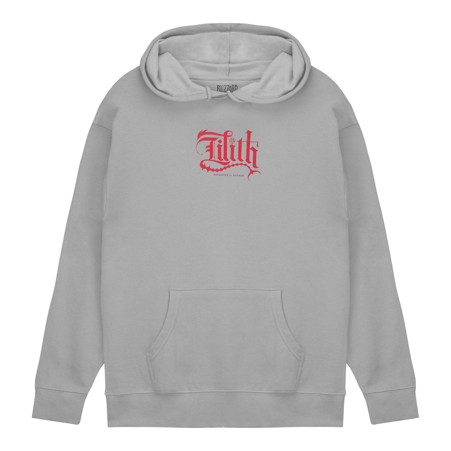 Felpa con cappuccio Diablo Lilith Blessed Mother - Vista frontale Versione grigia