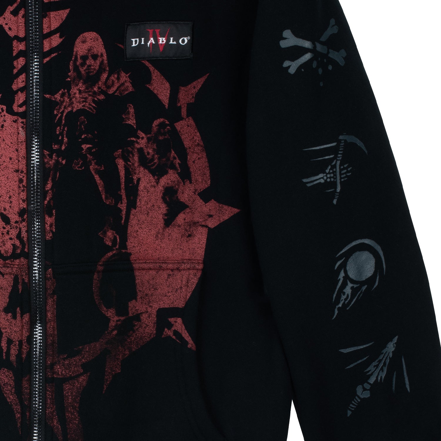 Diablo IV Necromancer Zip-Up Hoodie - Close Up View