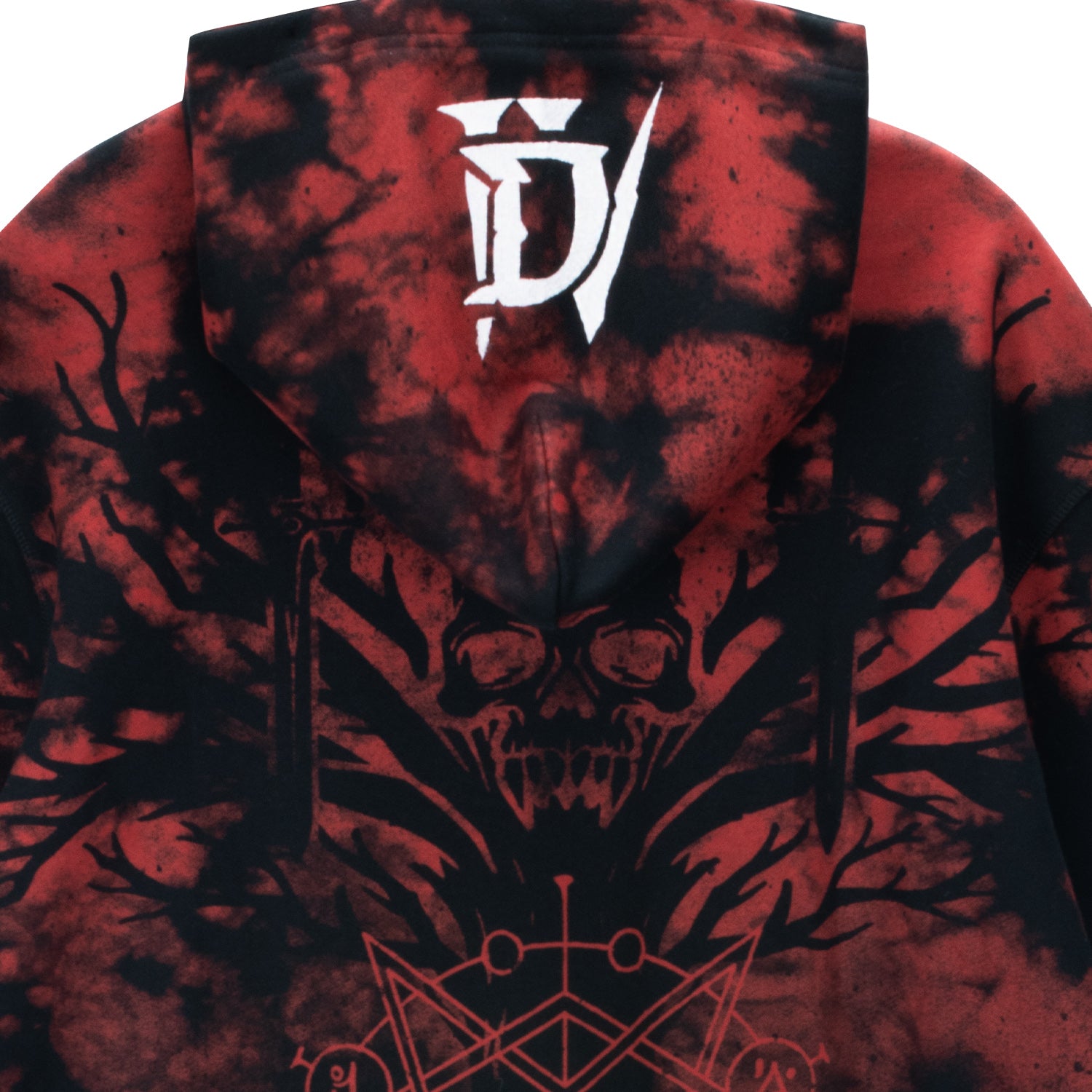 Diablo IV Tie-Dye Pullover Hoodie - Close Up Back View