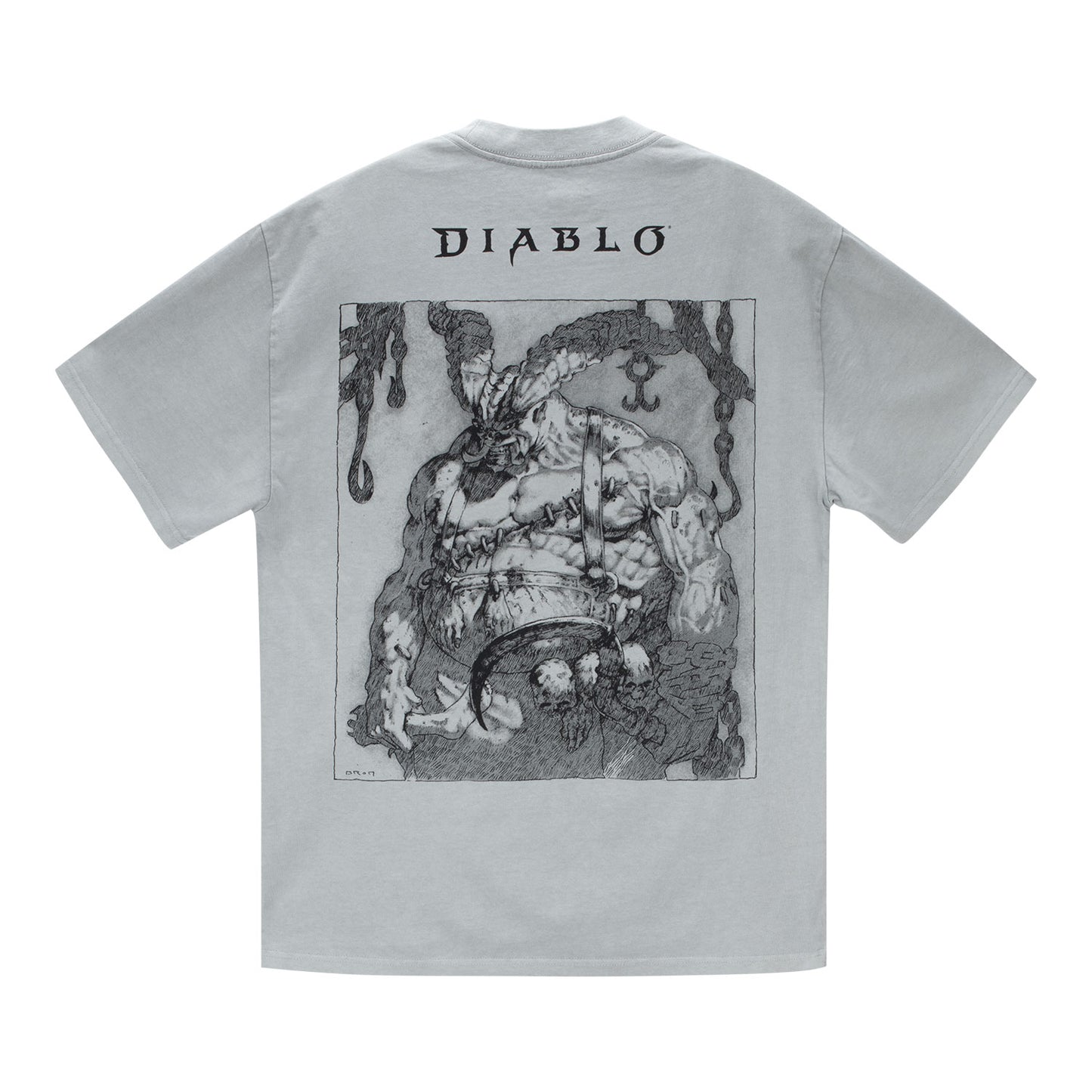 Diablo Butcher Sketch Grey T-Shirt - Back View