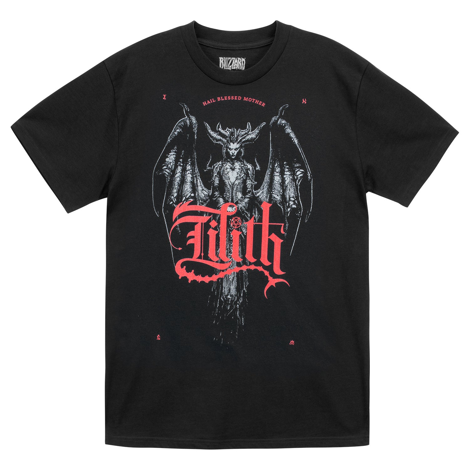 Diablo Lilith Blessed Mother Black T-Shirt - Front View Black Version