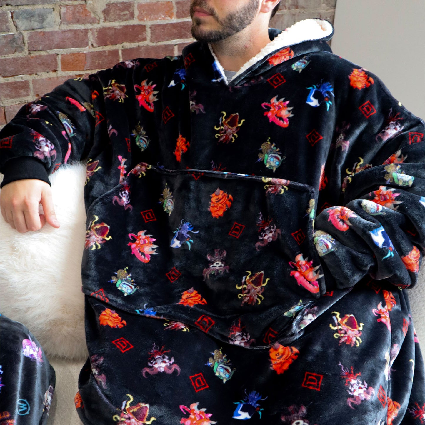 Diablo Cute But Deadly Wearable Blanket - Close Up Model View