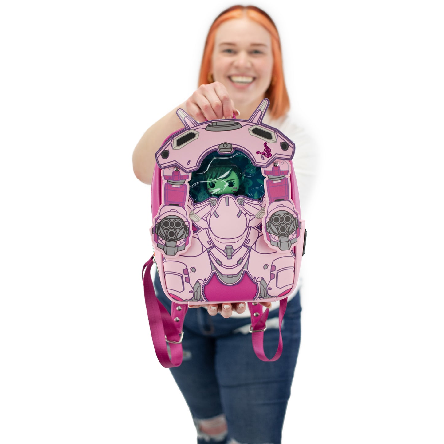 Overwatch D.Va Funko Pop! Figure & Bag Bundle - Front View with Model