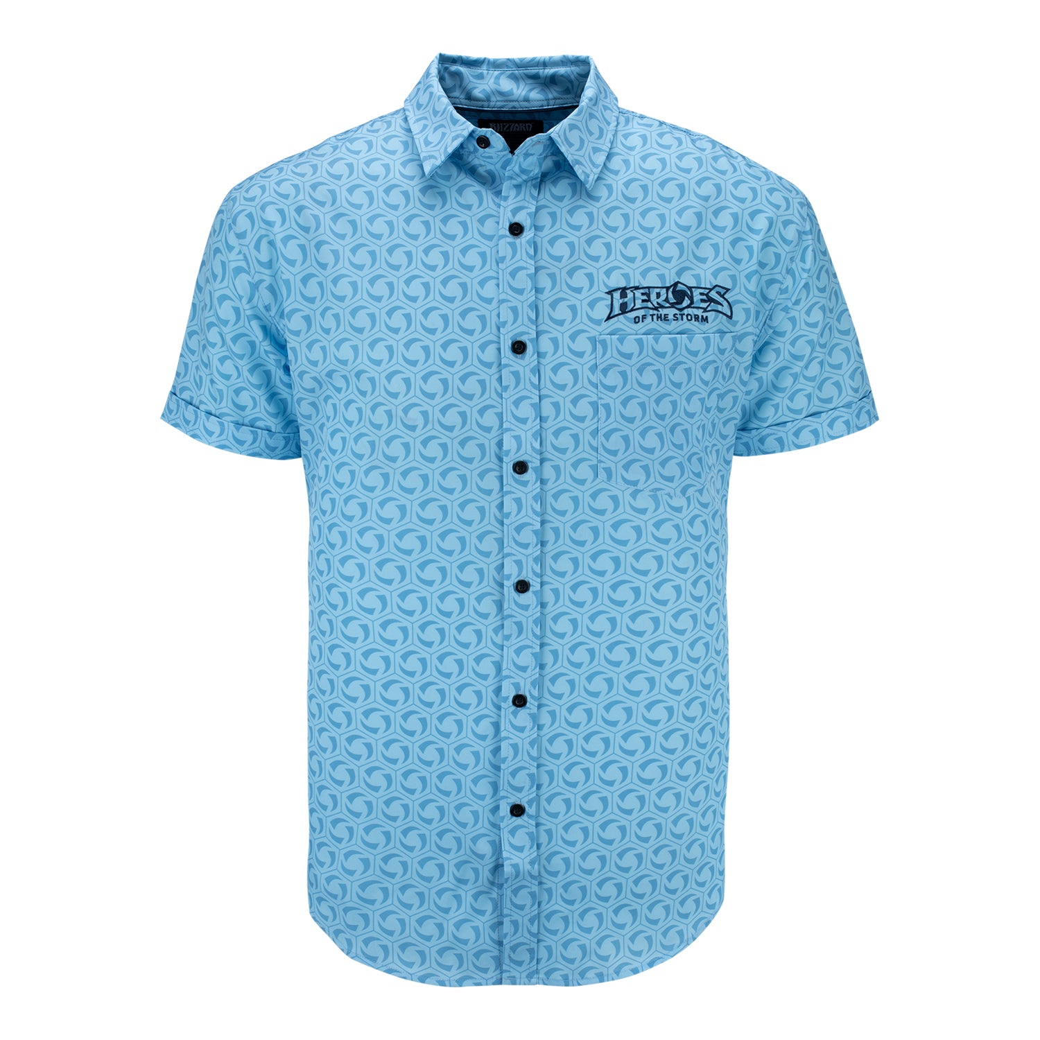 Heroes of the Storm Button Up Blue Shirt - Front View