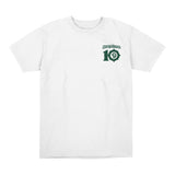 Hearthstone 10th Anniversary Vintage Murloc Pizza White T-Shirt - green version, front view