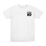 Hearthstone 10th Anniversary Vintage Murloc Pizza White T-Shirt - Black version, front view