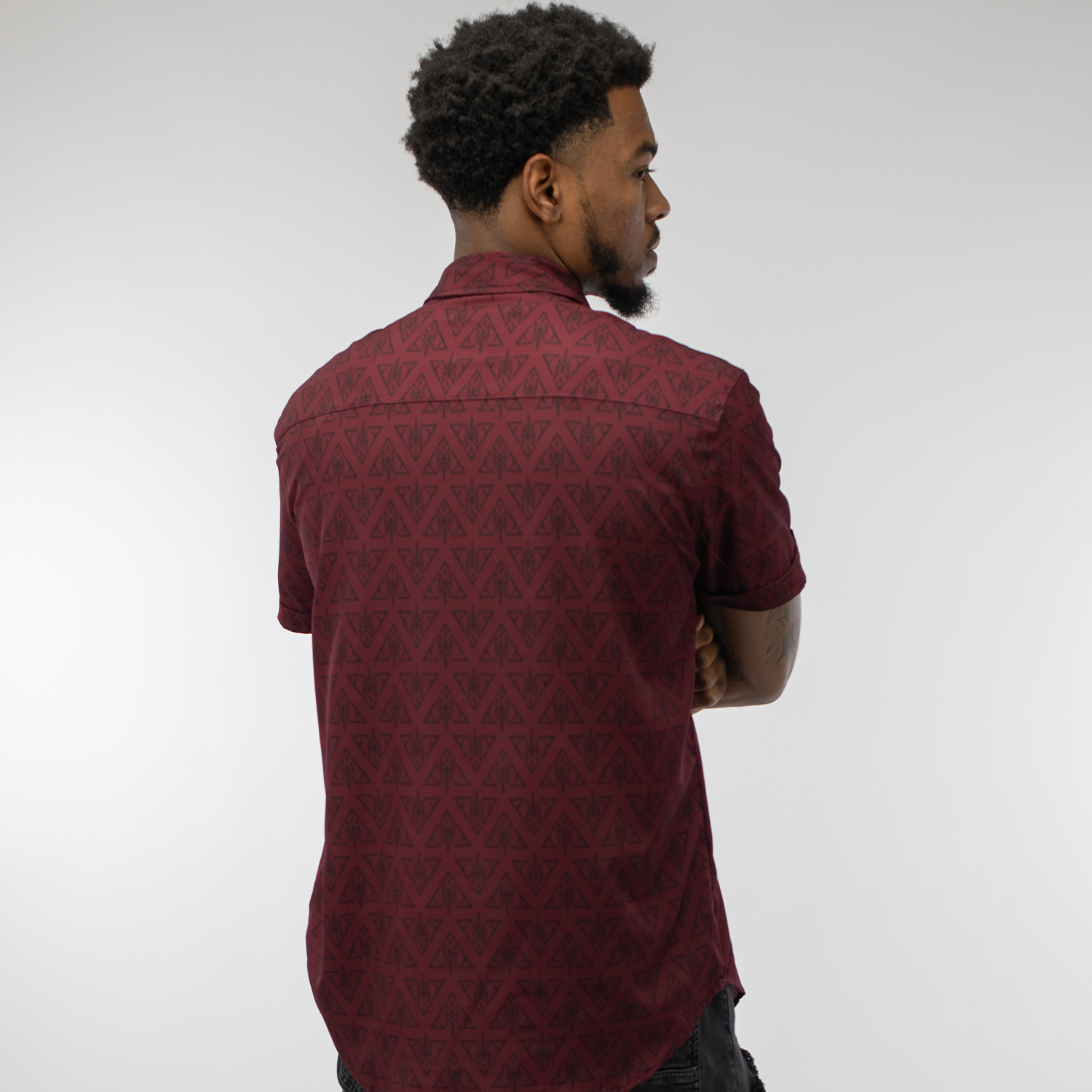 Diablo Button-Up Red Shirt - Model Back View