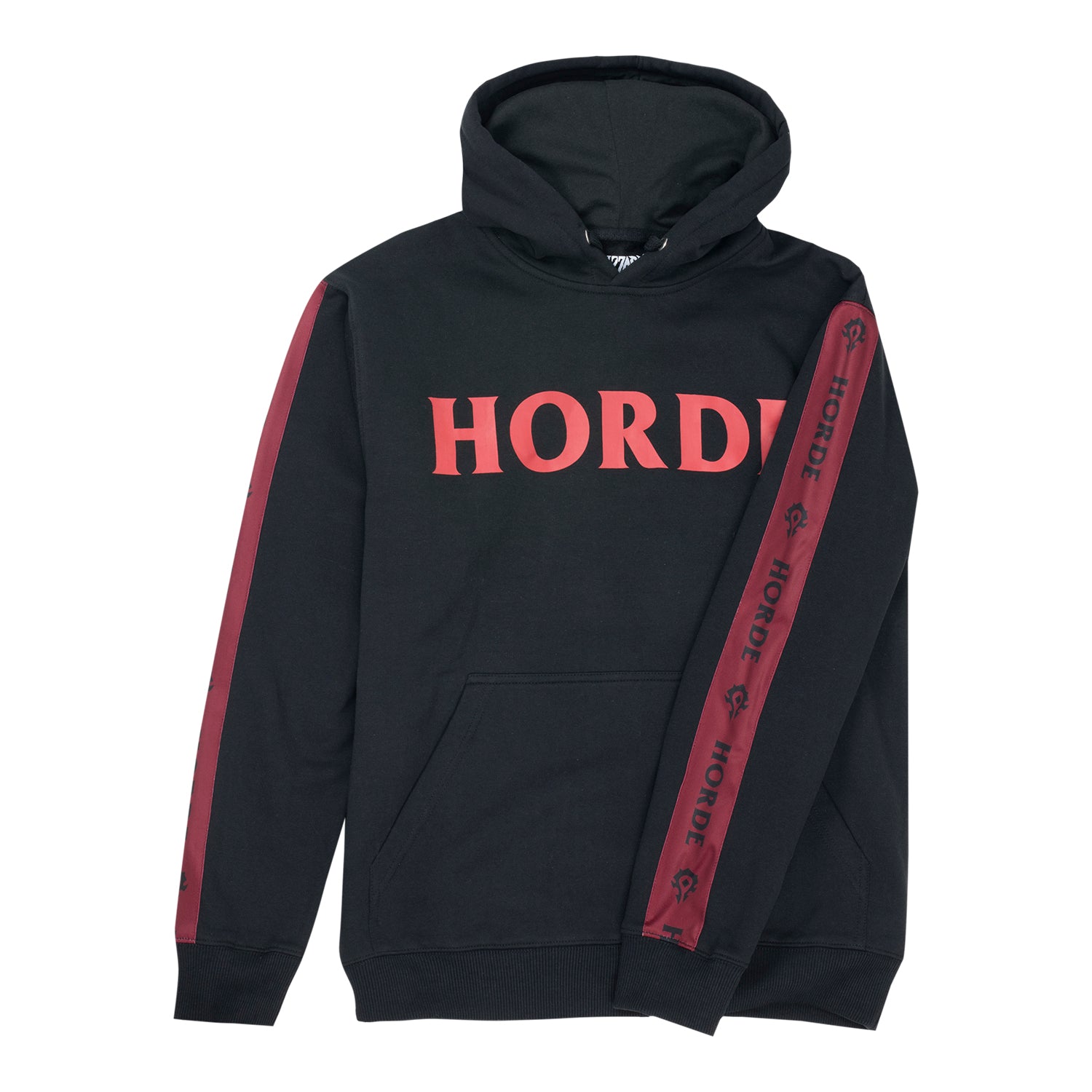 World of Warcraft Horde Strength Black Hoodie - Front View with Sleeve Design
