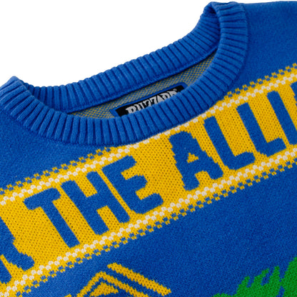 World of Warcraft Alliance Wreath Holiday Sweater - Close Up Front View