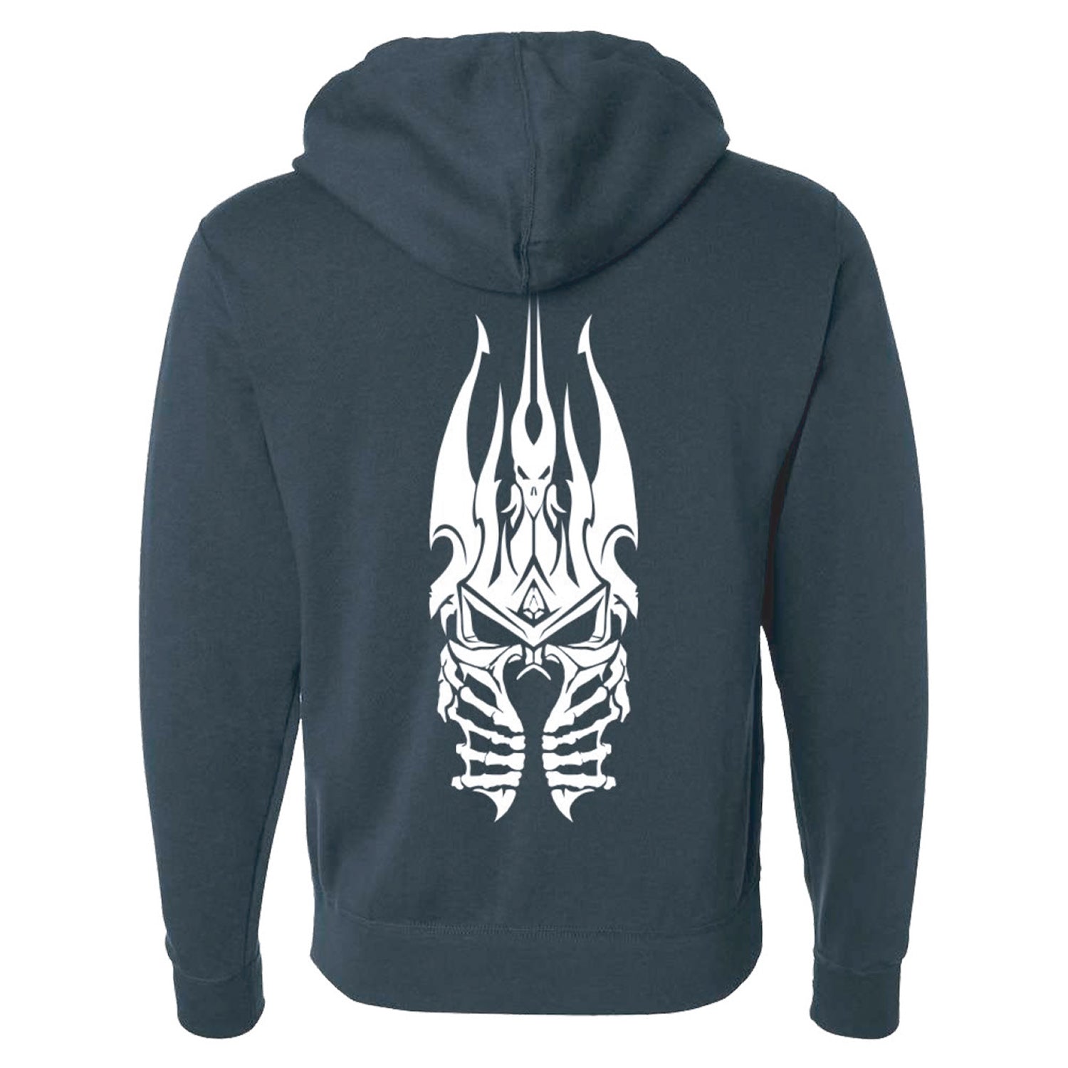 World of Warcraft Wrath of the Lich King Helm Hoodie - Back View Navy Version
