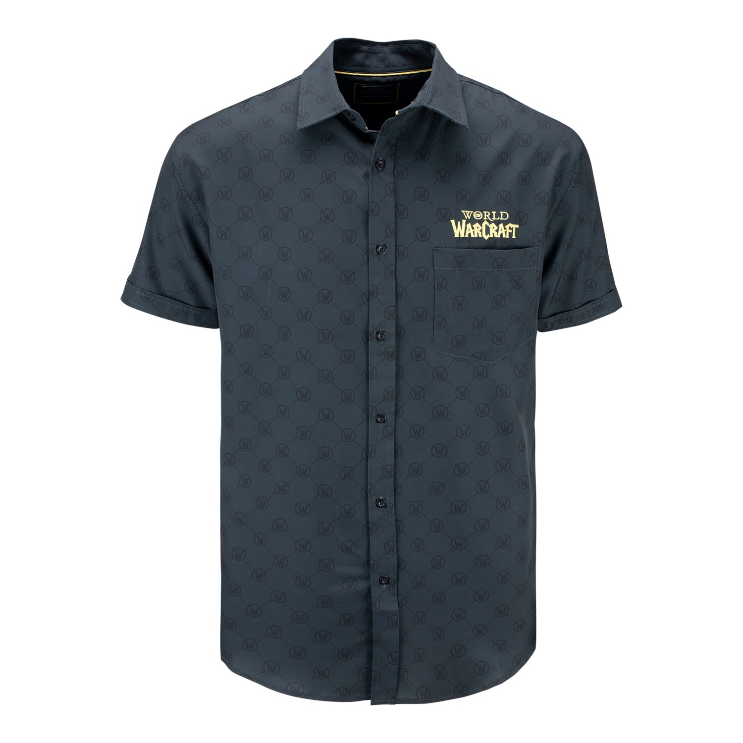 World of Warcraft Button Up Grey Shirt - Front View