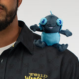 World of Warcraft Mini Gurgl Murloc Magnetic Plush - sitting on a person's shoulder