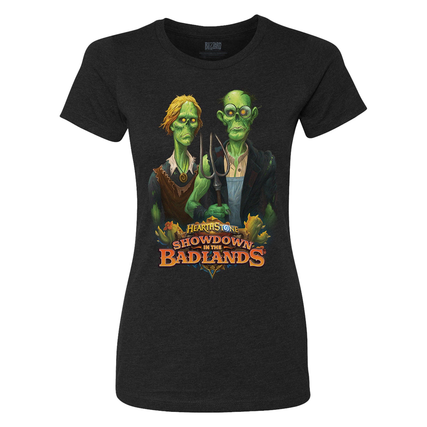 Hearthstone Showdown in the Badlands Women's Black T-Shirt - Front View