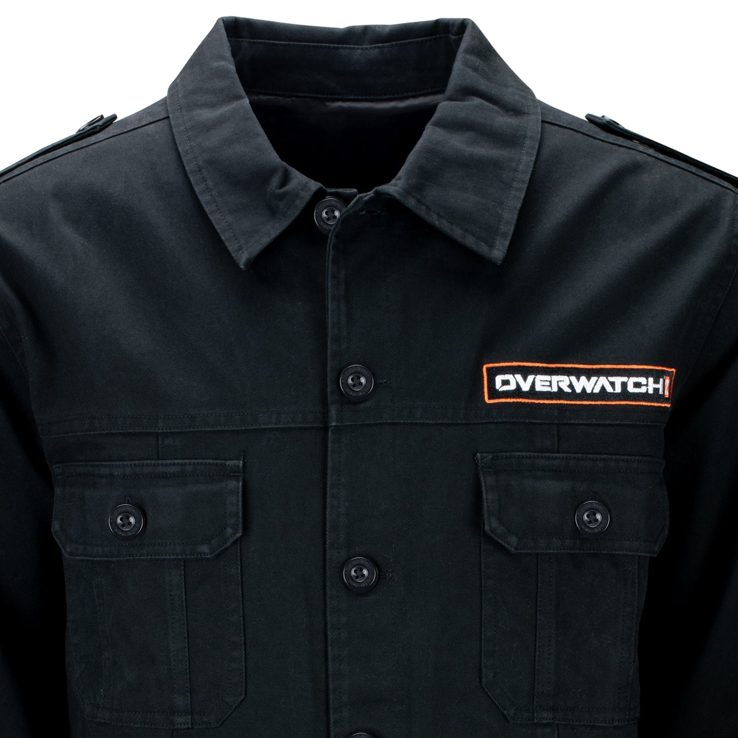 Overwatch 2 Black Military Jacket - Close-Up View