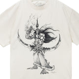 Warcraft Samwise Sketch Night Elf Tan T-Shirt - Close Up View