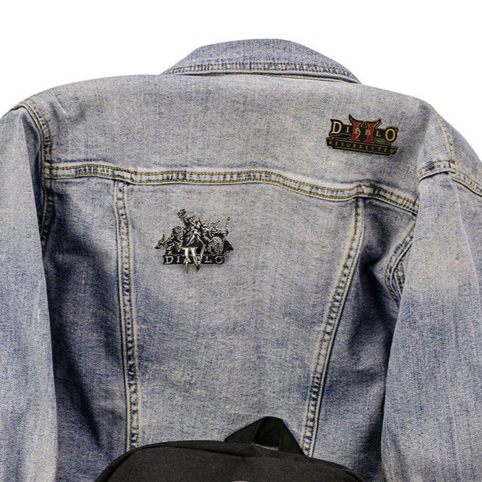 View of Diablo Pins on back of Jacket