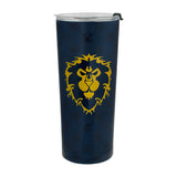 World of Warcraft Alliance 24oz Stainless Steel Tumbler in Blue and Yellow - Front View