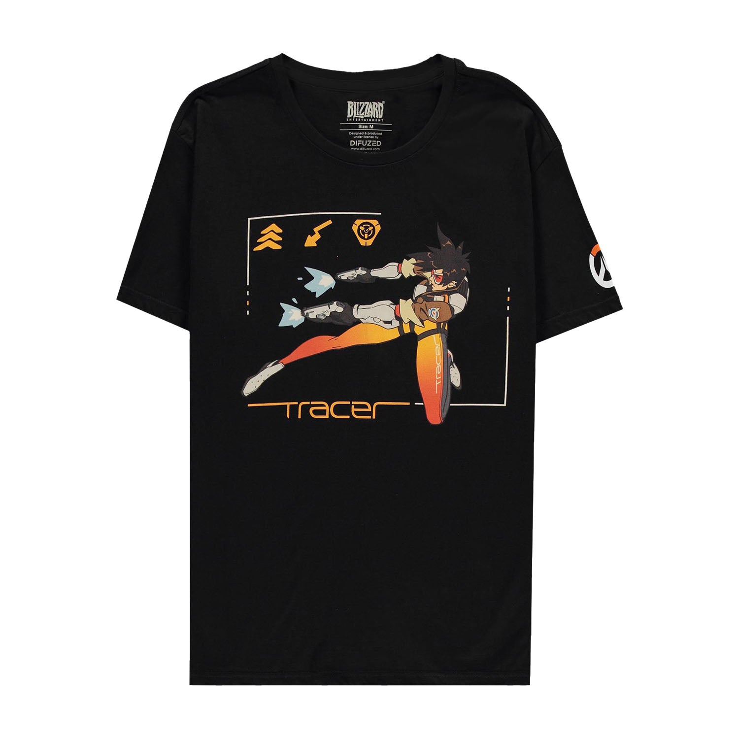 Overwatch Tracer Black Pew Pew Pew! T-Shirt - Front View