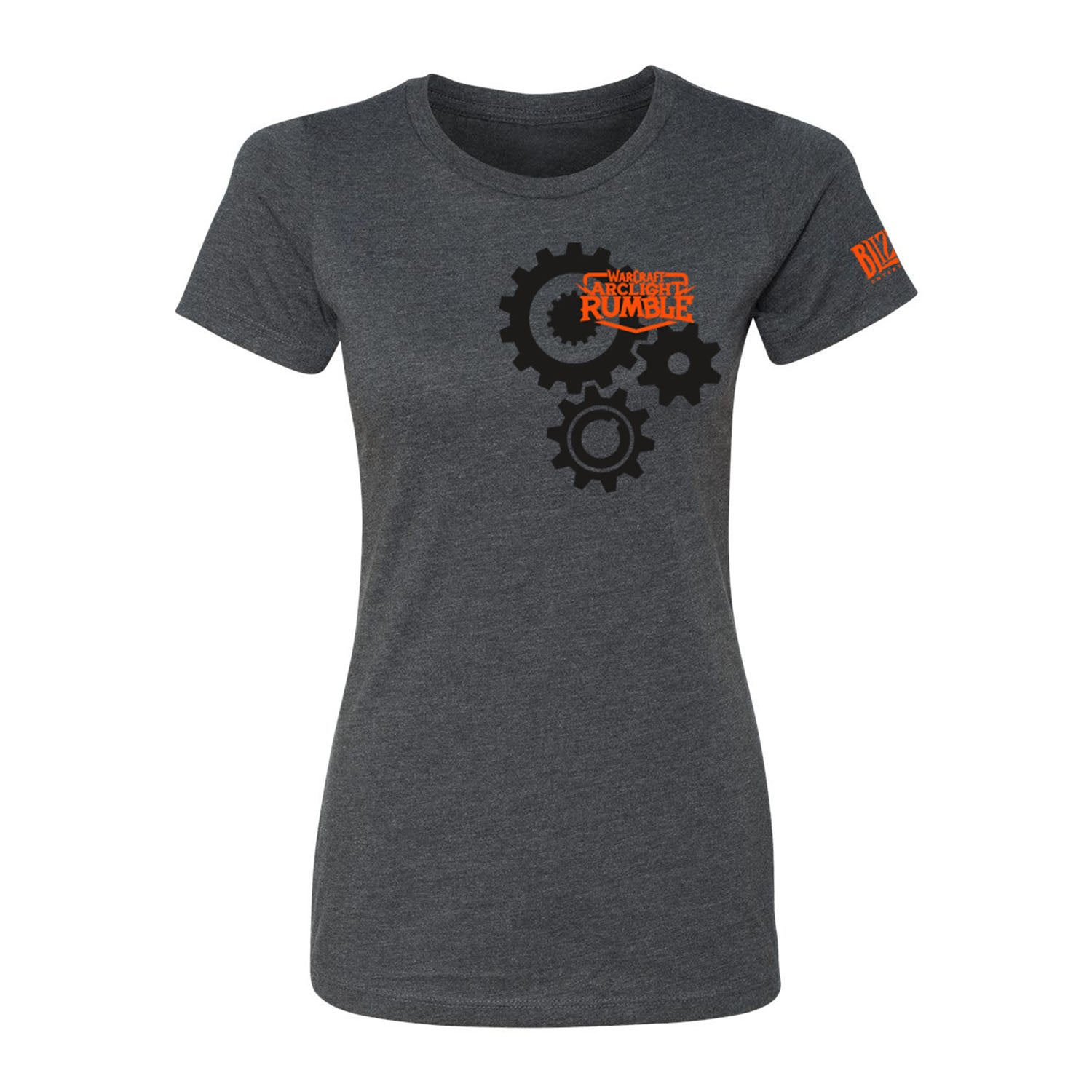 Warcraft Arclight Rumble Women's Charcoal Gears T-Shirt - Front View